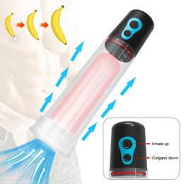 Electric Penis Pump Sex Toys for Men Male Masturbator Growth Penile Vacuum Enlargement Enhancer Massager Ring 240412