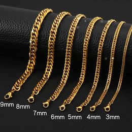 9HVN Chain HONGTONG Chunky Miami Curb Chain Bracelet for Men Stainless Steel Cuban Link Chain Wristband Classic Punk Heavy Male Jewellery d240419