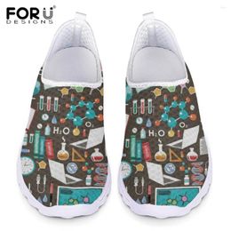 Casual Shoes FORUDESIGNS Ladies Slip-on Flat Shoe Science Pattern Breathable Air Mesh Sneakers Women Lightweight Loafers Footwear