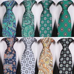 Bow Ties Luxury 8cm Men's Tie Jacquard Cravatta Classic Paisley Dot Plaid Neckties Floral Printed Neck For Wedding Business Party