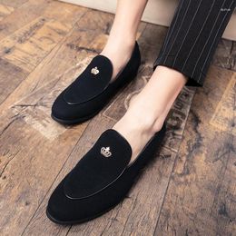Casual Shoes Concise Men Business Suede Leather Fashion Loafers Male Dress Slip-on Moccasin Shoe Driving Peas