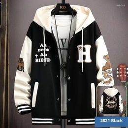 Men's Jackets Hooded Pockets Baseball Jacket 2024 Clothing Spring Autumn Japanese Fashion Loose Male Coat Jersey