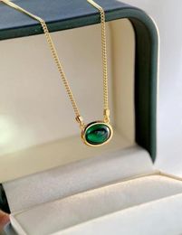S925 silver pendant necklace with green Colour diamond in 18k real gold plated 405CM for women wedding Jewellery gift PS3282A9308904