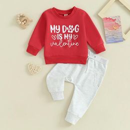 Clothing Sets Toddler Baby Boys Valentine S Day Outfit Long Sleeve Letters Pullover Sweatshirt And Jogger Pants Set