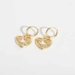 Stud Earrings 2024 Fashion Women Elegant Zircon Inlaid Hollow-out Heart Splicing Earring Sexy Party Hearts Drop
