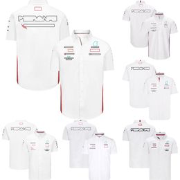 F1 Men's Polo Collar Shirts 2024 New Formula 1 Racing Team T-Shirt Short-sleeved Shirt for Men Summer Casual White Button Shirt