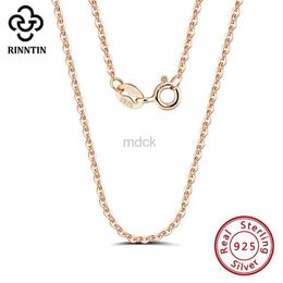 Pendant Necklaces Rinntin Rose Gold 925 Sterling Silver Fashion Cable Link Chains Necklace for Women Thin Neck Chain Accessories Jewelry SC06 240419