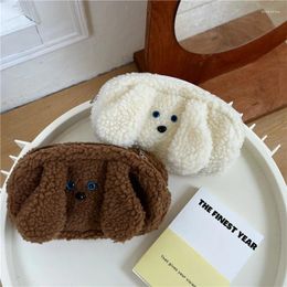 Storage Bags Kawaii Puppy Fluffy Pencil Bag Warm Cashmere Cases Cute Simple Pen School Supplies Stationery Gift