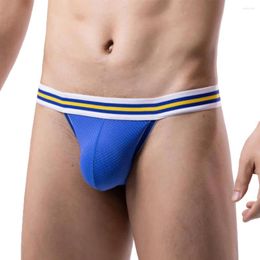 Underpants Mens Erotic Lingerie Bulge Pouch Briefs Stripe G-String T-Back Hollow Out Exposed BuUnderwear Bare Buttocks Pantie