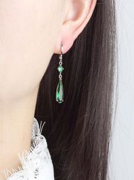 Luxury Fashion Long Water Drop Cubic Zirconia Green Royal Blue Red Pink stone Drop Earrings For Women Party Jewelry2594144