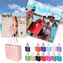 Large Boggs Beach Bag Summer EVA Beach Basket Women Picnic Tote Bag Holes Waterproof Handbag Pouch Shopping Shoulder Bag 240415