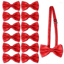 Bow Ties 12Pcs Men Bowties Pre-Tied Formal Tuxedo Adjustable Polyester Plain Neck For Wedding Party Celebration