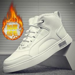 Casual Shoes 2024 Spring Men High-top Outdoor Wear-resistant Comfortable Retro Leather Solid Color Soft-soled 44