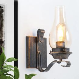 Lighting TheBox Rustic Wall Sconce Vintage Farmhouse Wall Light Fixtures Industrial Glass Wall Lamp for Cabin Bedroom Living Room Hallway F