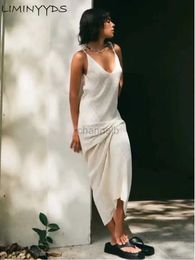 Basic Casual Dresses White Party Long Backless Hollow Dress Women 2023 Summer New Basic Slim Midi French Bow Slip Dresses Femme Vestidos Mujer 240419