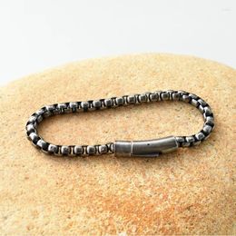 Link Bracelets Punk Vintage 6MM Stainless Steel Box Chain For Men Male Wristband Jewelry Gifts