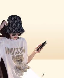 White Shortsleeved Tshirt Tops Female Korean Midlength Loose Drilling Bear Plus Size Shirt Summer Woman Tshirts8264551