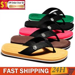 2023 Summer Slippers Men Flip Flops Beach Sandals Nonslip Casual Flat Shoes Indoor House for Outdoor Slides y240416