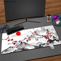 Mouse Pads Wrist Rests Sakura Mousepad Custom Computer Desk Mats Office Laptop Setup Gaming Accessories Mause Pad Japanese Cherry Blossom Art Mouse Pad Y240419