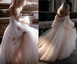 Lantern Sleeves ALine Wedding Dresses Sexy Boho Country Wedding Bride Gowns Bohemian Bridal Dress Custom vestidos de novia2180660