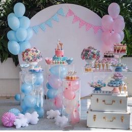 Decorations Wedding Birthday Party Kids Baby Shower Table Decoration Clear Tall Cylinder Stand Acrylic Plinth Flowers Balloons Crafts Cake Dis