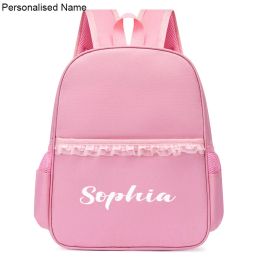 Bags Personalised Girl Dance Bag Custom Name Nylon Backpack Pink Ballet Little Girl Storage Bag Sequin Decoration Child's School Bag