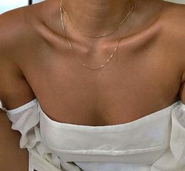 Chokers Vintage Simple Gold Color Bone Chain Necklace For Women Layer Thin Clavicle Choker Party Fashion Gifts Jewelry Accessory5488659