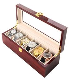 Whole Women Men 6 Slots Watch Box Wooden Jewellery Storage Box Storage Organiser Display Case 310W7522247