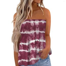 Women's T Shirts Tube Tops For Women Cute Sexy Off Shoulder Print Sleeveless T-Shirt Fashionable And Simple 'S Clothing T-Shirts