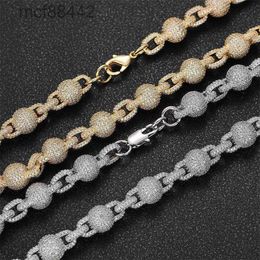Hip Hop Jewellery 10.5mm Diamond Bubble Ball Chain Zircon Necklace Accessories Mens Bracelet
