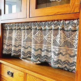 Curtain Rustic Crochet Valance Boho Vintage Lace Hollow Sheer Tiers For Cafe Living Room Decor Kitchen Window Rod Pocket