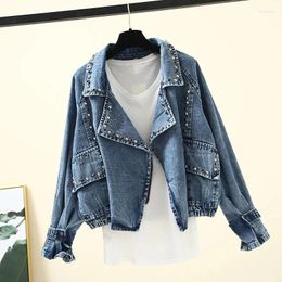 Women's Jackets Black Denim Jacket Women Rivets Baggy Boyfriend Casual Outerwear Ladies Autumn Loose Short Jeans Coat Female Streetwear