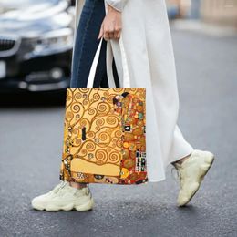 Storage Bags Gustav Klimt - The Tree Of Life Totes Canvas Handbag Women Shopping Bag