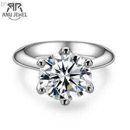 Solitaire Ring AnuJewel 1ct 2ct 3ct 5ct D Colour Moissanite Engagement Ring For Women 925 Sterling Silver Gold Plated Solitaire Rings Wholesale d240419