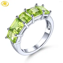 Cluster Rings Natural Genuine Peridot Sterling Silver 4.3 S Gemstone Women Classic Fine Jewellery Top Quality S925 Christmas Gifts