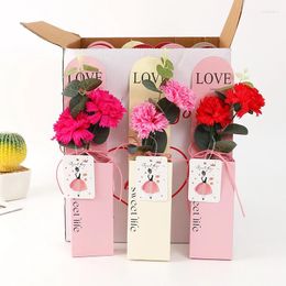 Decorative Flowers Mother's Day 2 Carnations Artificial Soap Flower Hydrangea Home Wedding Decoration DIY Craft Fake