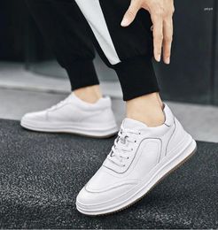 Casual Shoes Mens Sneakers Lace Up Spring Autumn Men's Genuine Leather Soft Bottom White Tenis