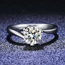 Solitaire Ring 100% Real Moissanite Engagement Rings Luxury PT950 Platinum 1 ct Diamond Wedding Rings Classic Simple 3 Prong Ring d240419