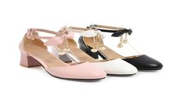 Women sandals summer black white closed toe ankle strap chunky block heel brides wedding sandals shoes32263794510289