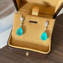 Dangle Earrings Fashion Simulation Paraiba Stud 925 Stamp Water Drop Shape Party Birthday Jewellery Gift