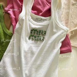 Mui Mui T Shirt Women's T Shirt Designer Tee Summer Miui Nail Bead Letter Heavy Industry Tight Fitting Vest New Slimming Suspender Bottom Sleevel Top Mui 4613