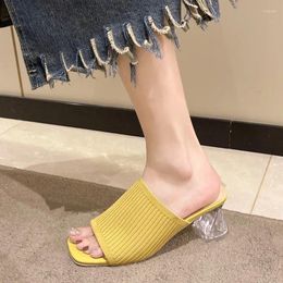 Slippers Women Closed Toe Comfort Fashion Weave Outdoor Sandals Medium Heel 2024