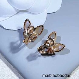 Vancclfe Top Quality Classic Style High Edition Butterfly Ear Clip with White Fritillaria Sweet Simple Female Studs Plated 18K Rose Gold Buckles