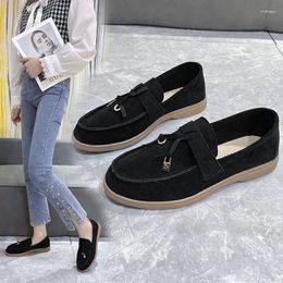 Casual Shoes British Single For Summer 2024 Suede Comfortable Low Heel Fashionable Women Large Size