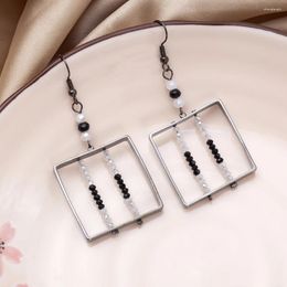 Dangle Earrings Square Geometric Handmade Beaded For Women Creative Glass Temperament Color Matching Trending Products Girls Jewelry