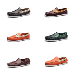 Versátil Sapatos Marons Brancos de Chaque -Chaque de Couro Genuíno para Sapatos Novos Casuais Coreanos de Verão masculino, sapatos respiráveis e preguiçosos, pise no Trendshoes Gai