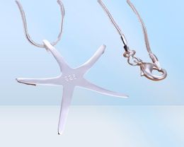 Fashion party Jewellery plated 925 sterling silver Starfish Pendant Necklace Christmas Gift 3815622