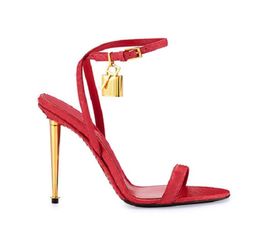 Fashion Runway Summer Shoes Woman Sexy Open Toe Padlock Sandalia Feminina Mentallic Stiletto High Heels Ankle Strap Sandals Women 5475793