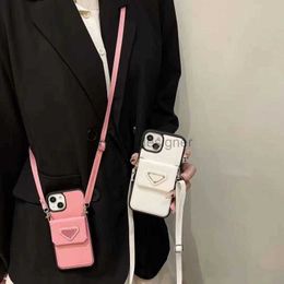 Fashion Designer Crossbody Phone Cases For iPhone 16 15 14 13 12 11 Pro Max Black Leather Back Shell 14Pro 14ProMax 13ProMax Mini Card Holder Coin Purse Shoulder Bag