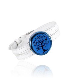 IJP2001 Genuine leather bracelets aromatherapy Charm perfume diffuser locket Tree of Life lockets bracelet for lovers039 stainl1259323